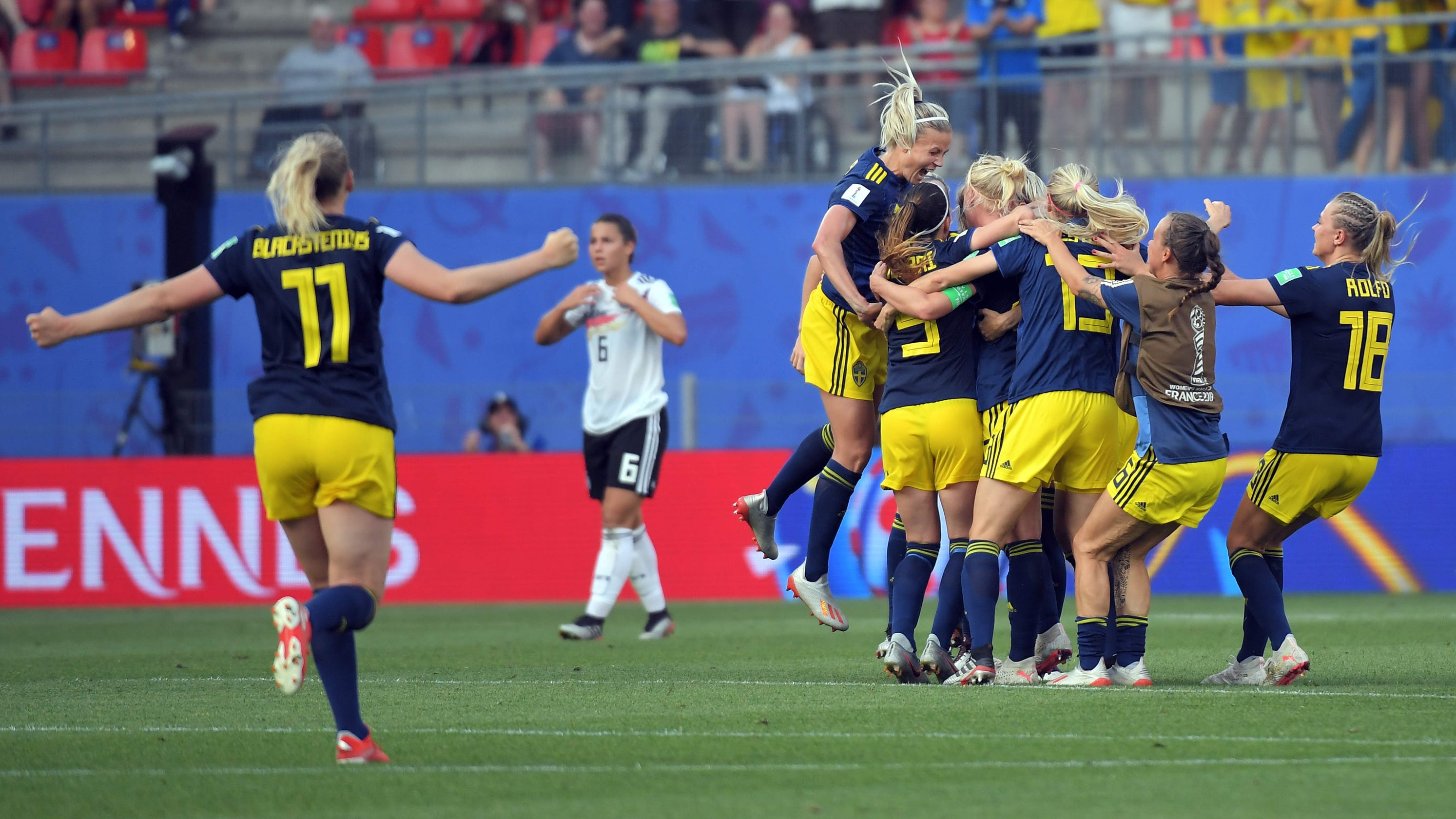 Sweden Women Team Celebrate Victory 